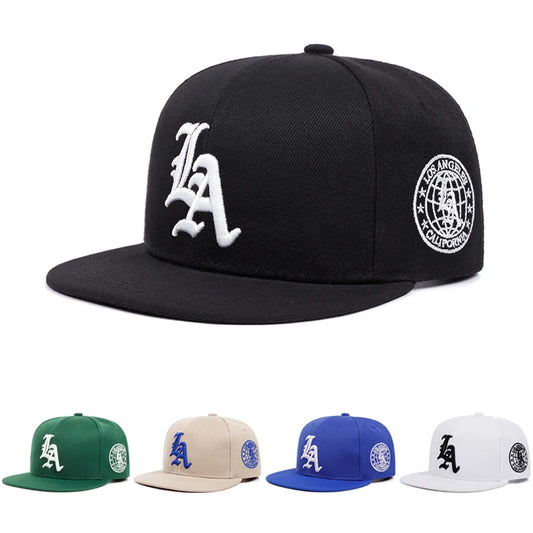 New Los Ange Earth Letter Embroidered Flat Edge Hat Women Simple Snapback Hat