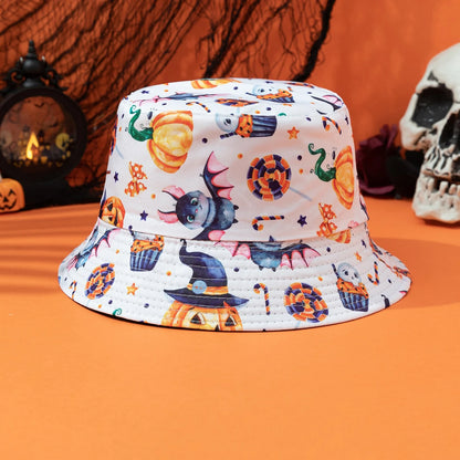 Cross-border Halloween Atmosphere, Fashionable Printed Rose Finger Skull Bucket Hat