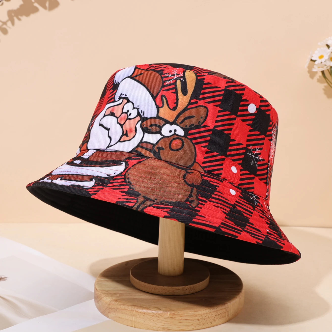 Santa Claus Pattern Fisherman Hat New Christmas Printed Basin Hat Sun Hat
