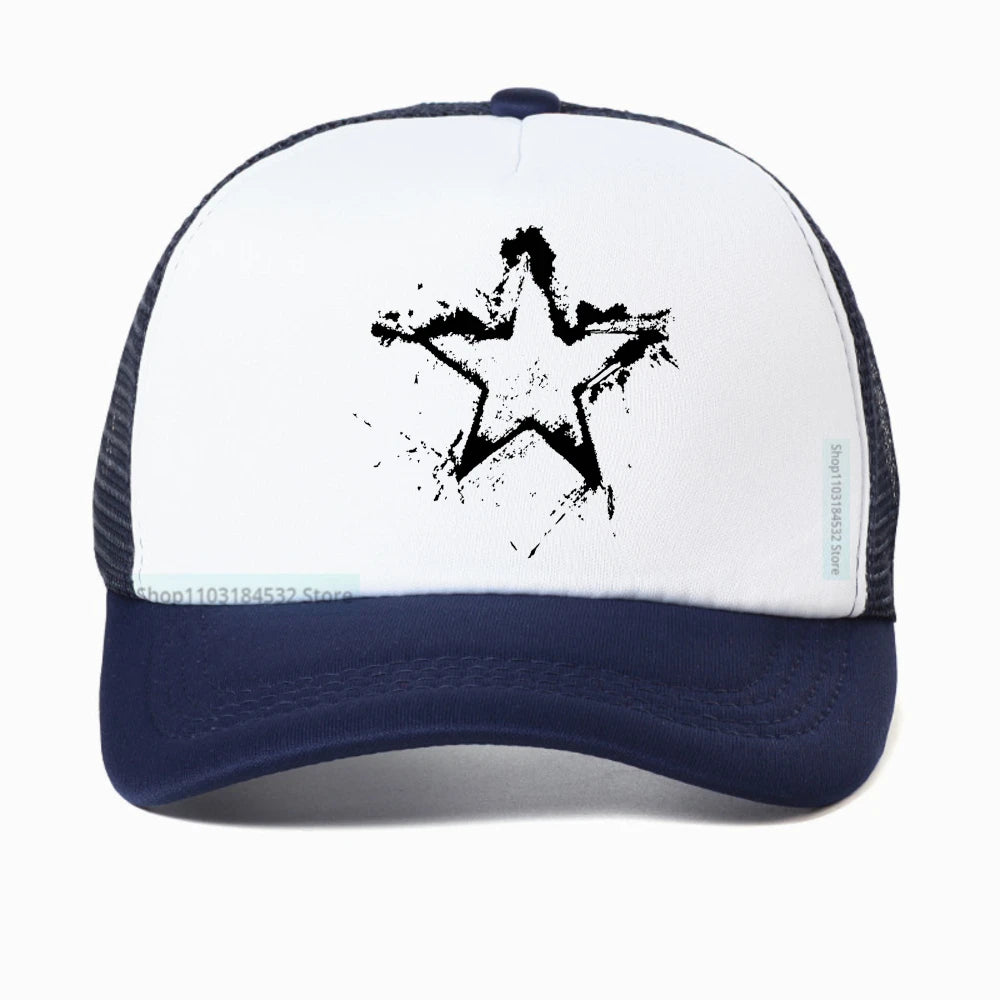 Summer Men Creative Pentagram Printed Mesh Baseball Cap