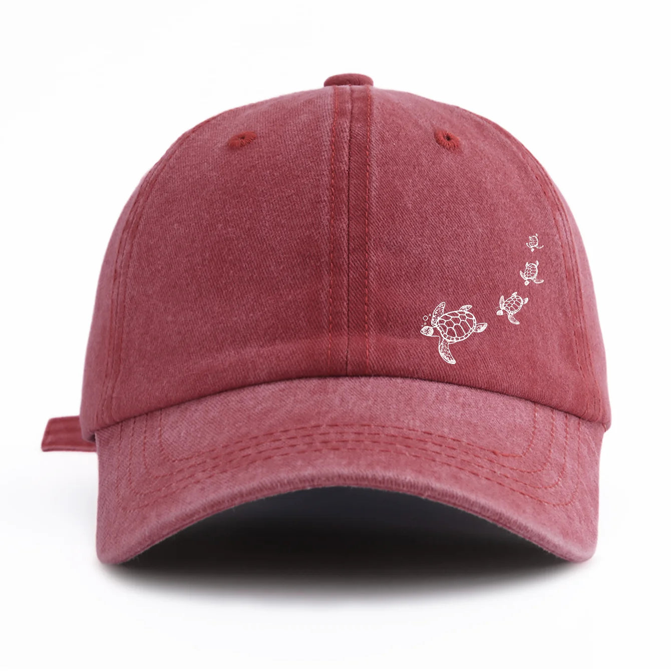 Turtle Print Washed Baseball Cap For Adults