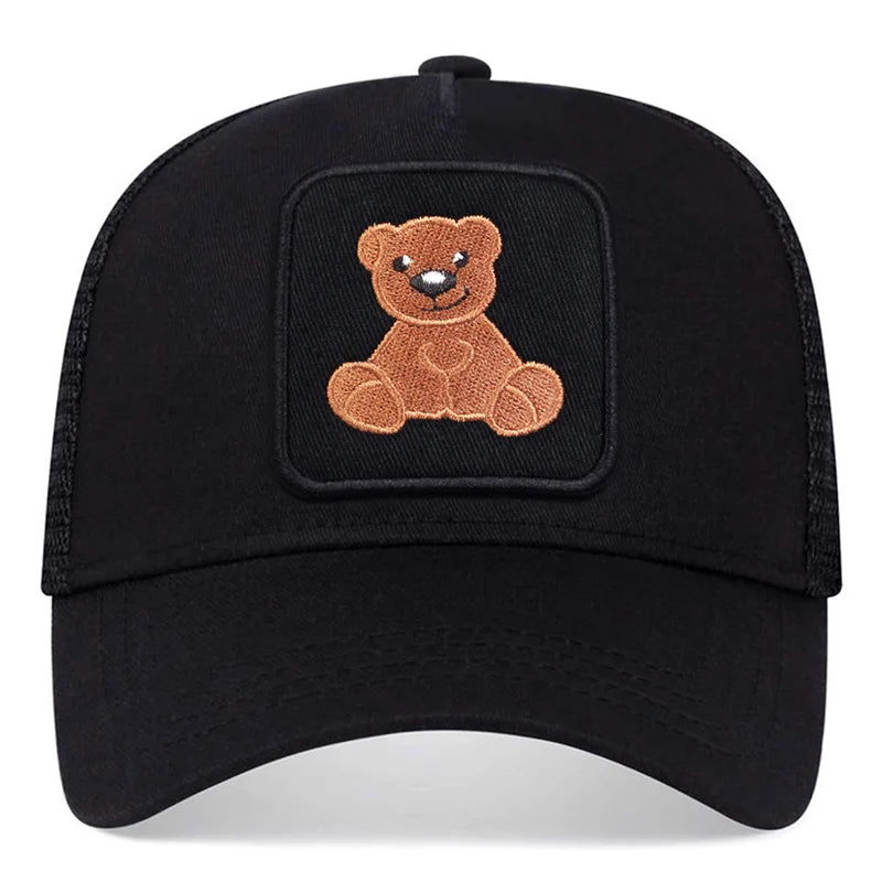 Unisex Snapback Caps Men Breathable Mesh Hats For Women Embroidery Bear Baseball Cap