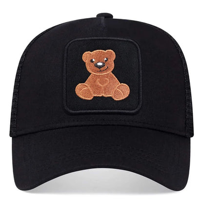 Unisex Snapback Caps Men Breathable Mesh Hats For Women Embroidery Bear Baseball Cap