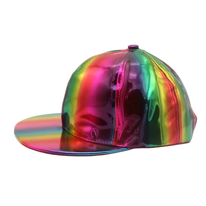 Fashion PU Rainbow Color Changing Hiphop Baseball Cap Snapback Hat