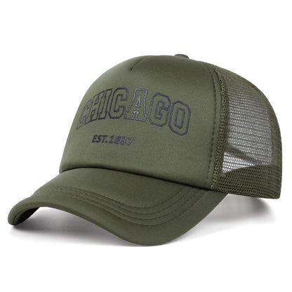 Summer Men Mesh Baseball Cap Outdoor Sport Chicago Letter