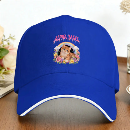 Alpha Male Funny Kitten Rainbow Floral Hilarious Cat Meme Cat Lovers Baseball Cap