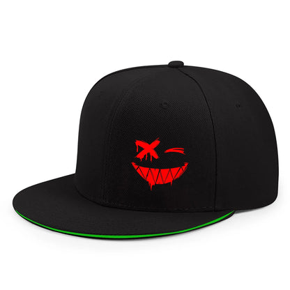Red XX Smiling Face Print Snapback Caps Men And Women