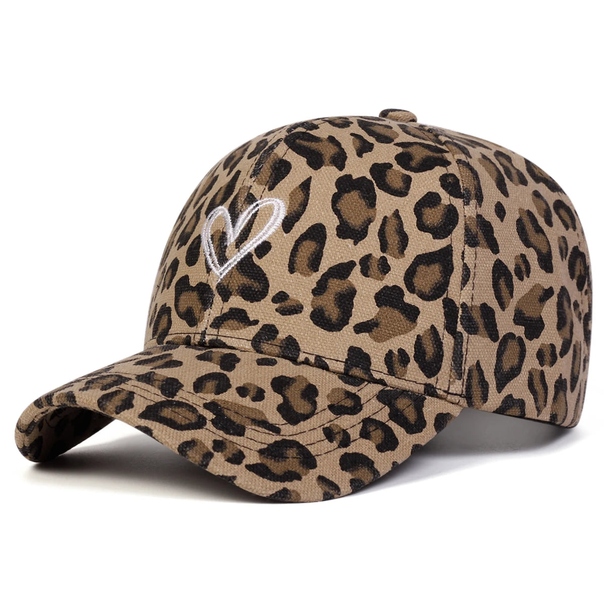 Unisex Love Embroidery Leopard Print Baseball Caps Spring And Autumn
