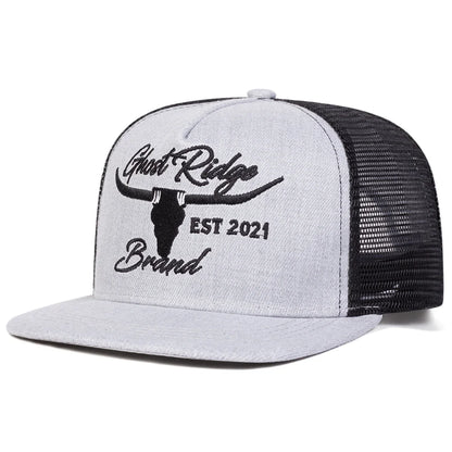 Unisex Bullhead Letter Embroidery Hip-hop Net Hats Spring Summer Outdoor