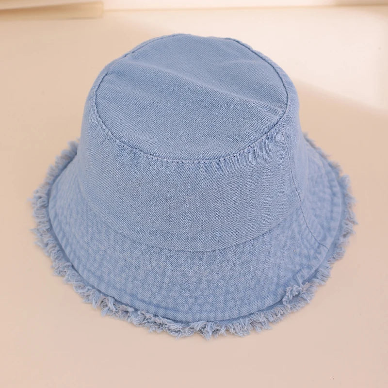 New Washed Denim Solid Color Fringed