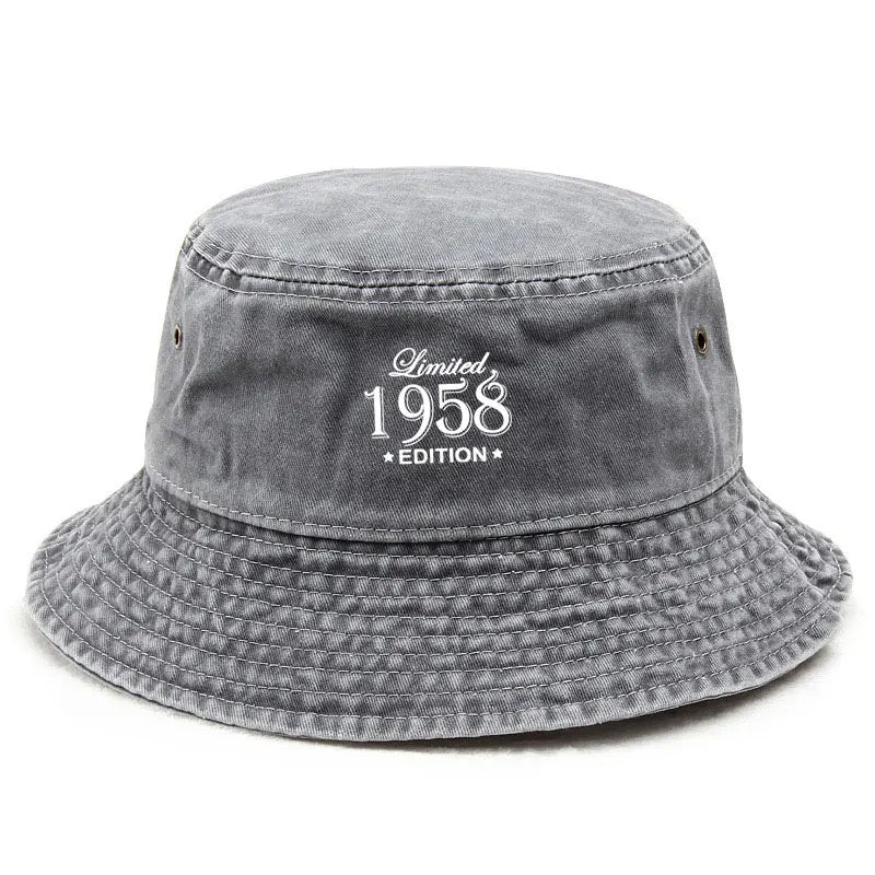 1958 Vintage Washed Fisherman Cap Old School Distressed Cotton Bucket Cap