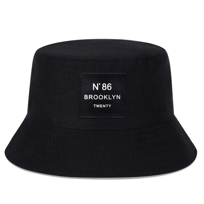 Unisex Panama Bucket Hat Brooklyn Leather Label Fisherman Hat For Men Women