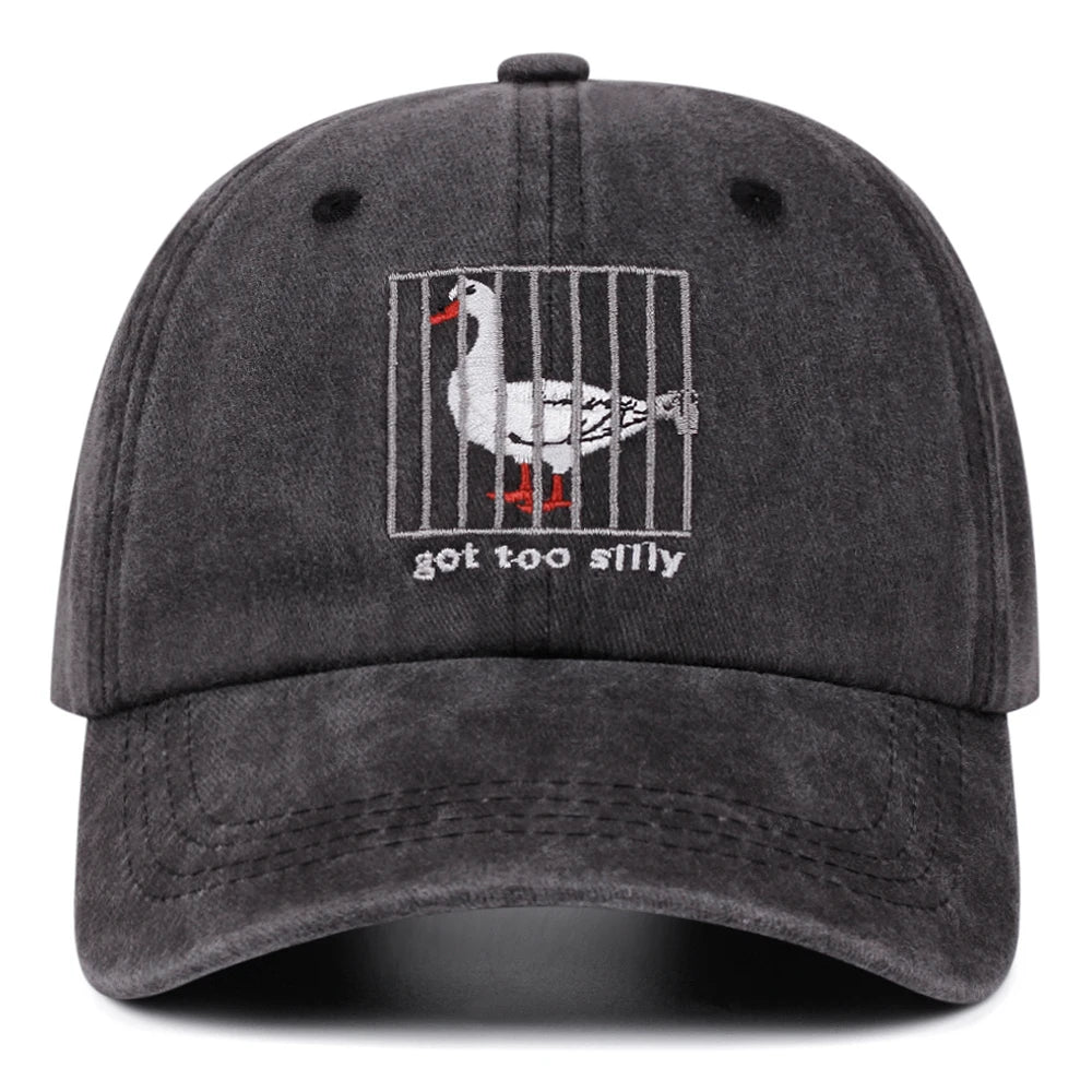 Got Too Silly Letter Washed Embroidered Soft Top Baseball Cap