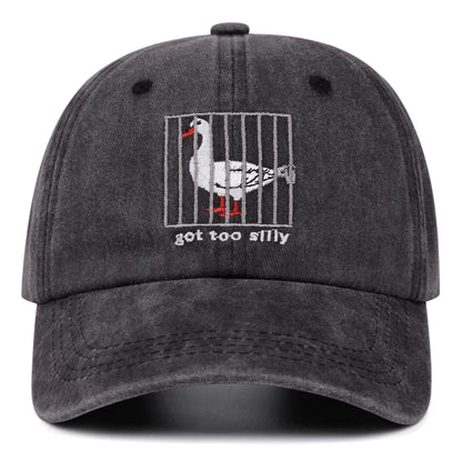 Got Too Silly Letter Washed Embroidered Soft Top Baseball Cap