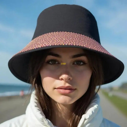 Unisex Bucket Hat Rhinestones Blingbling Fisherman Hat