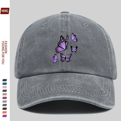 New Simple Versatile Butterfly Print Baseball Cap
