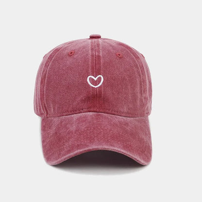 Cotton Baseball Cap Soft Top Embroidered Love Retro Simple