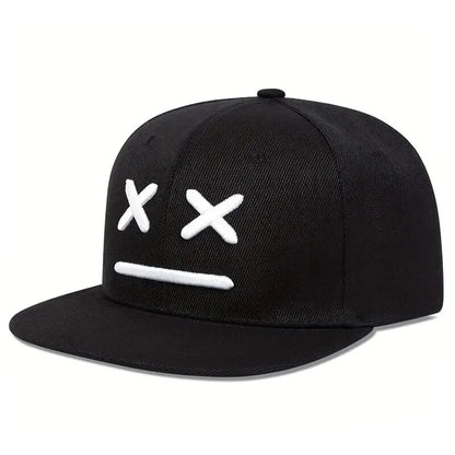 Smiling Face Embroidery Hip Hop Cap Unisex Adjustable Snapback Hat For Men Women