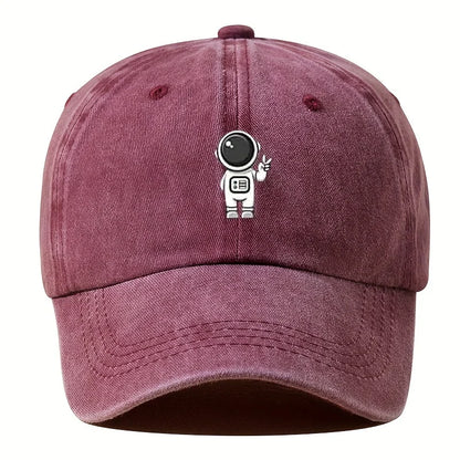 Printed Astronaut Retro Baseball Cap Unisex Adjustable Duckbill Cap