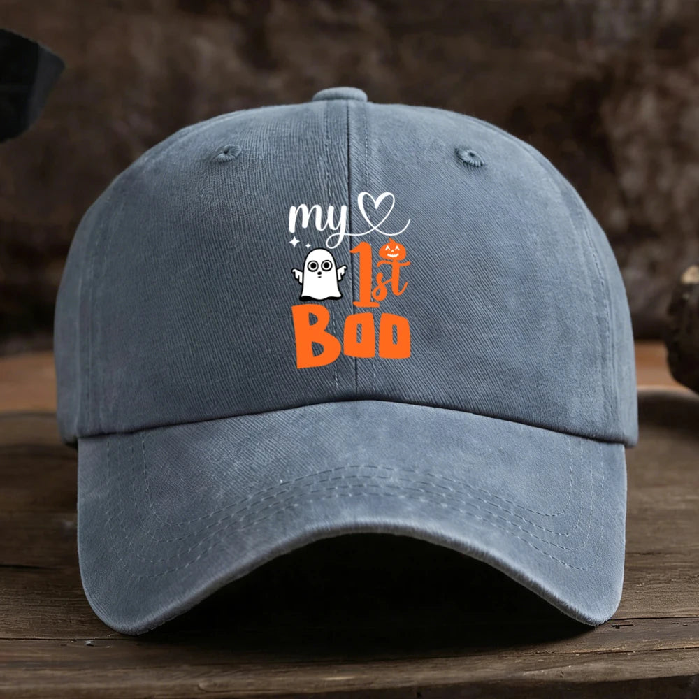 Baseball Cap Ghost Pumpkin Heart Graphic