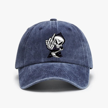 Skull Middle Finger Print Baseball Cap