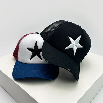 Broken Embroidered Five-pointed Star Baseball Hats