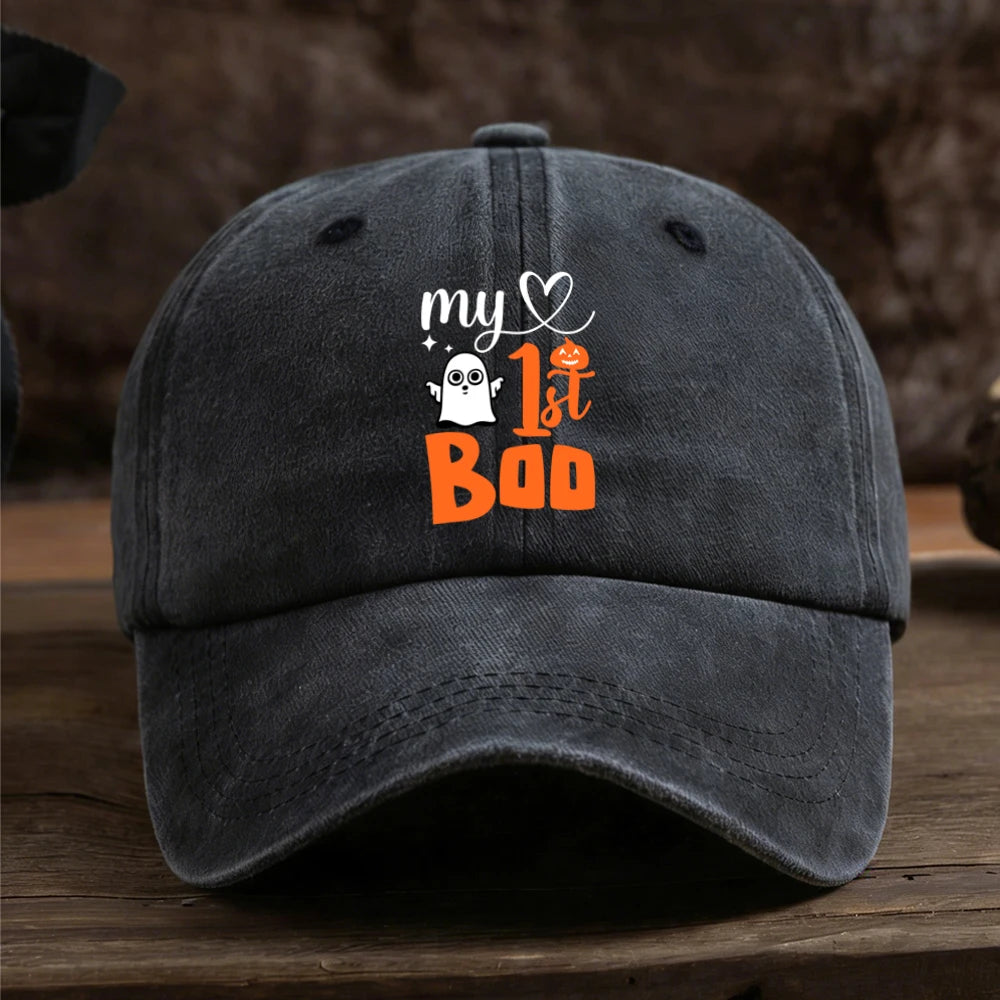 Baseball Cap Ghost Pumpkin Heart Graphic