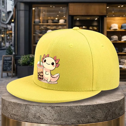 Cute Axolotl Boba Tea Kawaii Snapback Cap