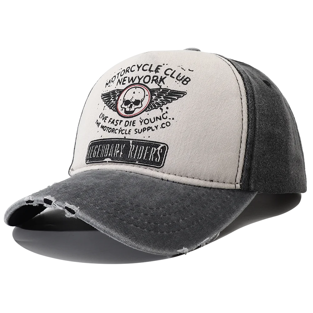 New Punk Motorcycle Cap Casquette Femme Skull Print 5 Panel Baseball Hat Hip Hop New York