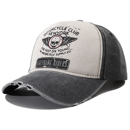 New Punk Motorcycle Cap Casquette Femme Skull Print 5 Panel Baseball Hat Hip Hop New York