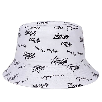 Unisex Double Sided Wearable Thug Life Embroidery Personality Bucket Hats