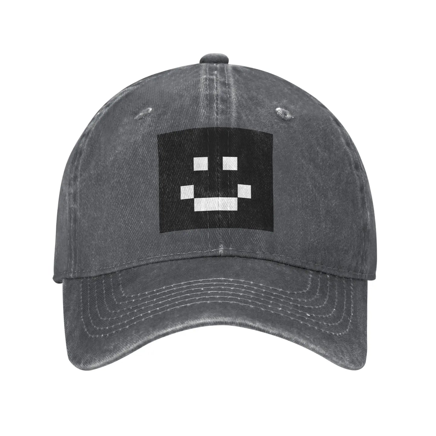 Quackity Merch Smile Logo Washed Denim Cap Casual Baseball Caps