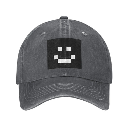 Quackity Merch Smile Logo Washed Denim Cap Casual Baseball Caps