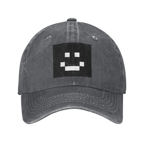 Quackity Merch Smile Logo Washed Denim Cap Casual Baseball Caps