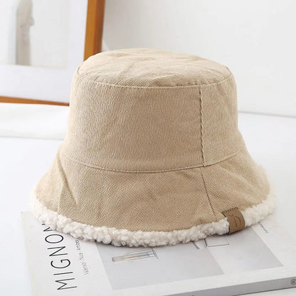 Lambswool Winter Bucket Hat Soft Thickened Cold Weather Panama Hat Warm