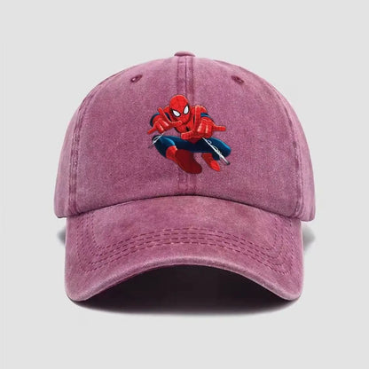 Marvel Summer Pure Cotton Vintage Children's Spider-Man Cartoon Embroidery Baseball Cap