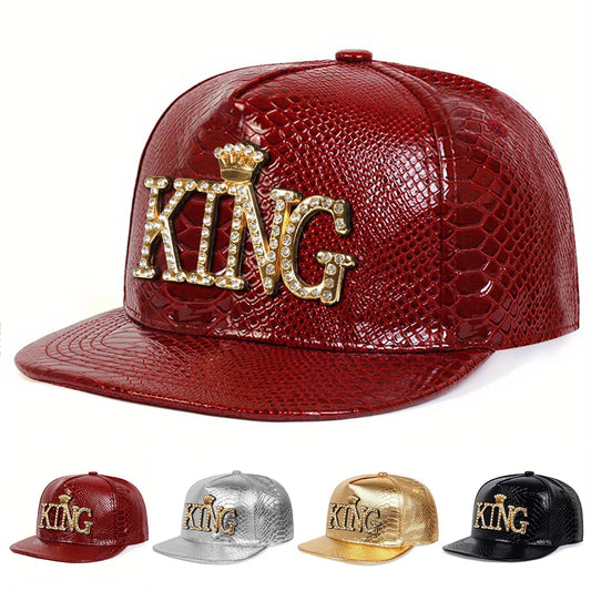 Unisex King Pattern Leather Hip hop Hats