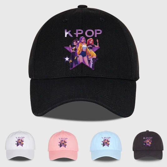 K-POP Cartoon Girl Group Star Print Soft-Peak Baseball Cap