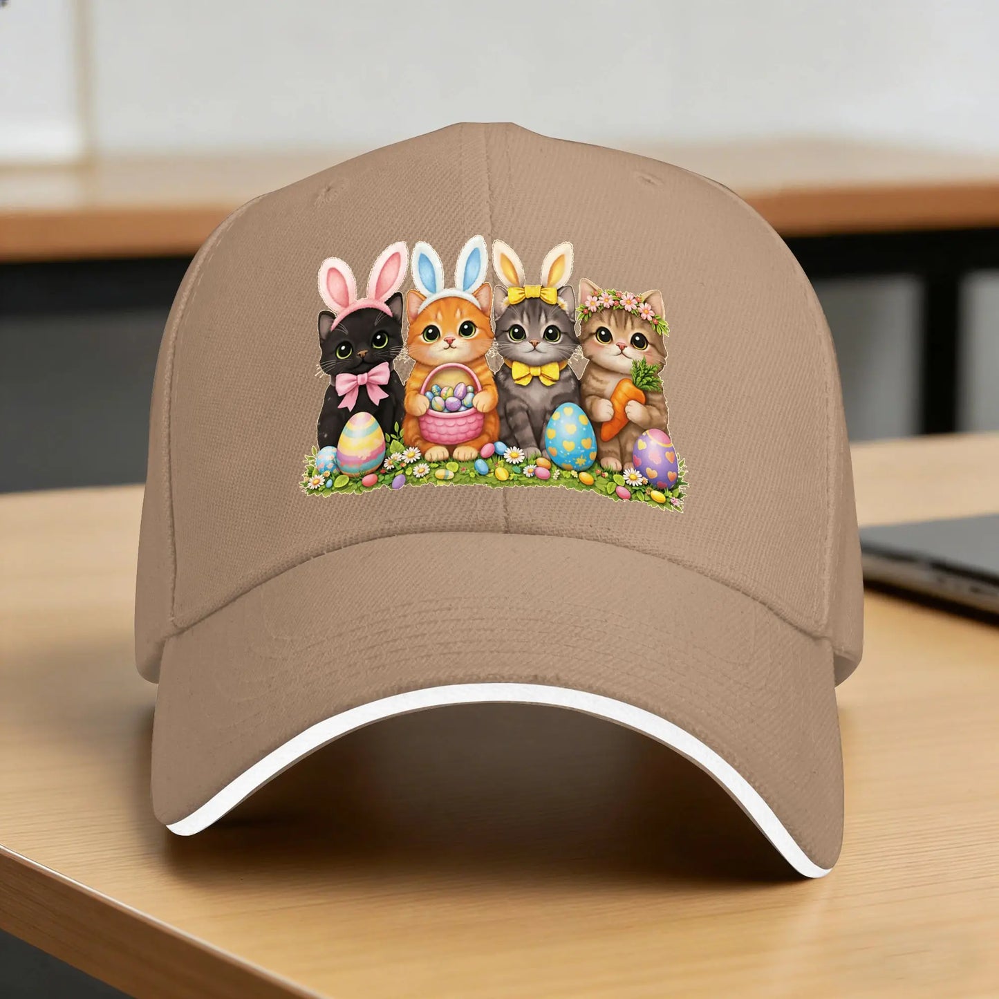 Funny Easter Cats Ears Bunny Eggs Sun Baseball Cap