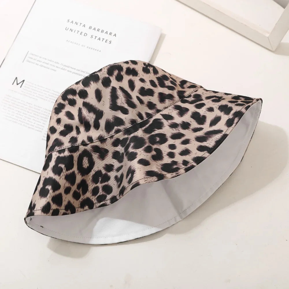New Versatile Casual Leopard Print Bucket Cotton Breathable Reversible Bucket Hat