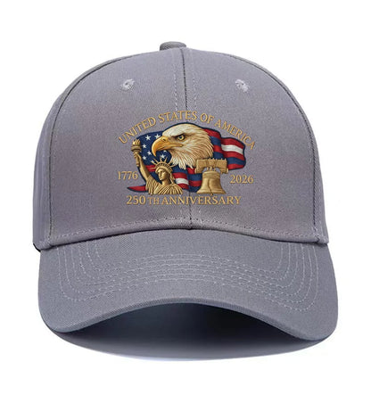 USA 250th Anniversary Hat Patriotic Baseball Cap Eagle Flag Bell Statue of Liberty Printed