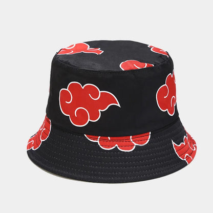Rimiut Red Cloud Anime Cartoon Embroidery Bucket Hat Cotton