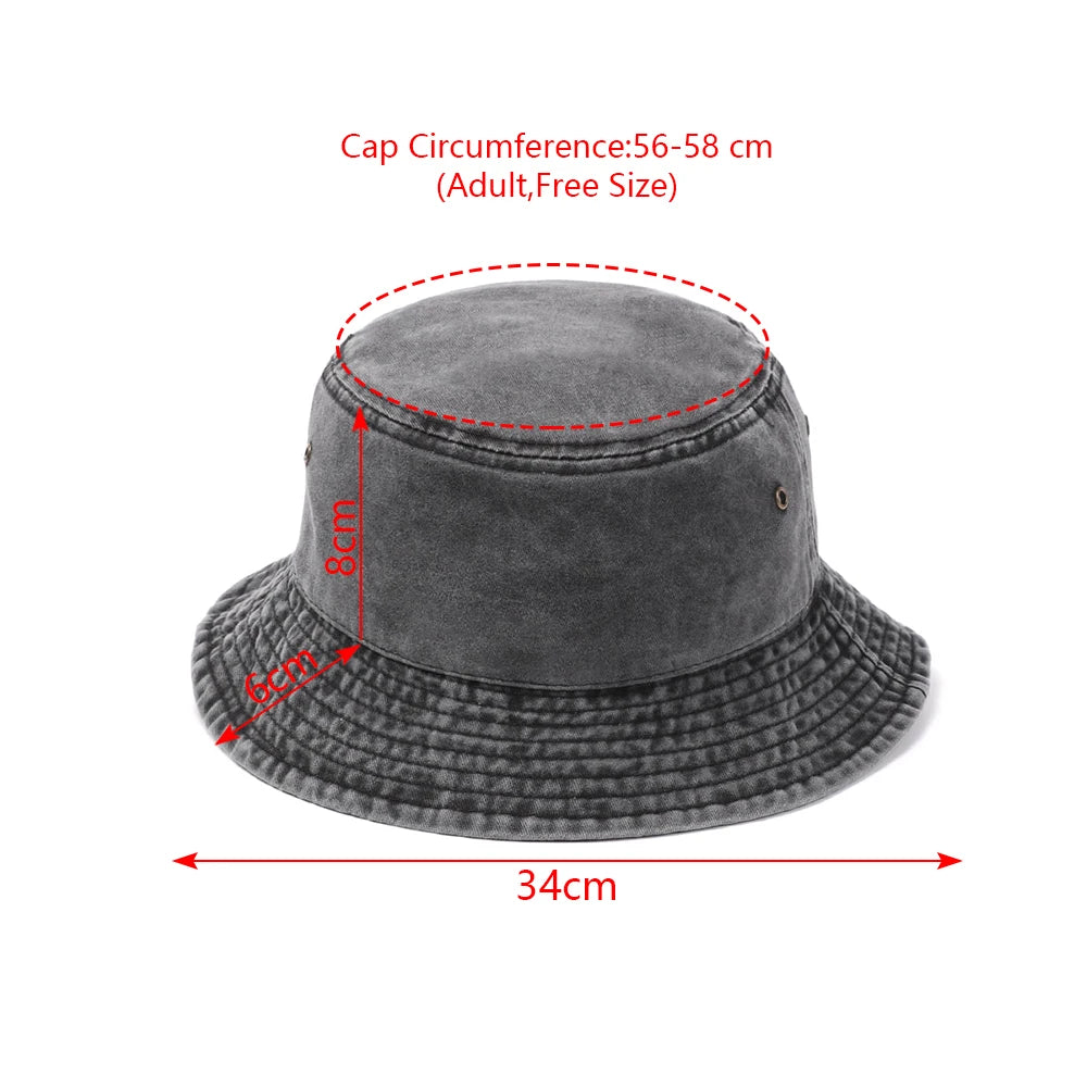Fashion Denim Washed Bucket Hat Retro Foldable Sun Hat For Women Men