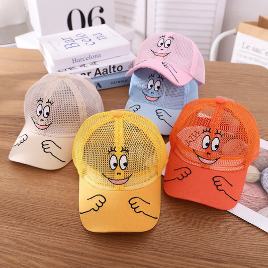 Cool New Boys Girls Kids Children Summer Cute Cap Smiley Face Kawaii Mesh Baseball Cap