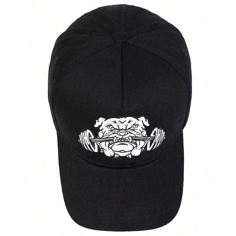 Unisex Bulldog Dumbbells Embroidery Baseball Caps