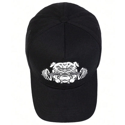 Unisex Bulldog Dumbbells Embroidery Baseball Caps