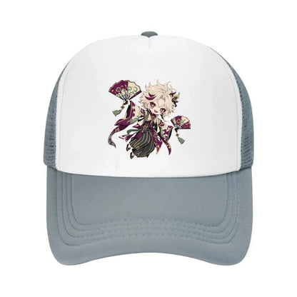 Playful Chibi Demon Fan Mascot Mesh Baseball Cap