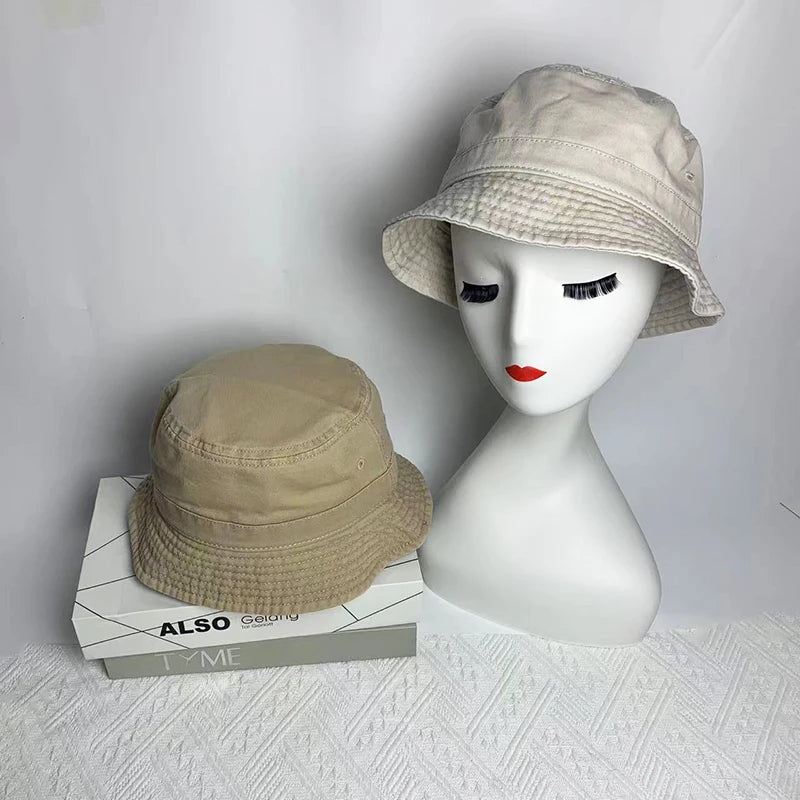 Japanese Style Cotton Simple Bucket Hat For Men Women