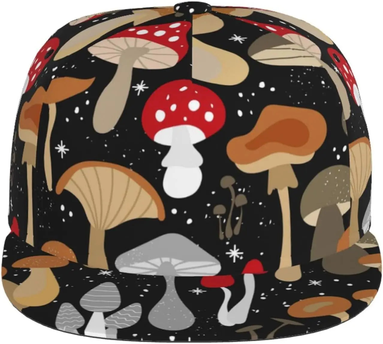 Mushrooms And Skull Flat Bill Visor Snapback Hat For Men Women