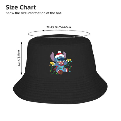 Stitch Christmas Bucket Hat For Unisex Summer Lilo Stitch Sun Hat Hip Hop Foldable